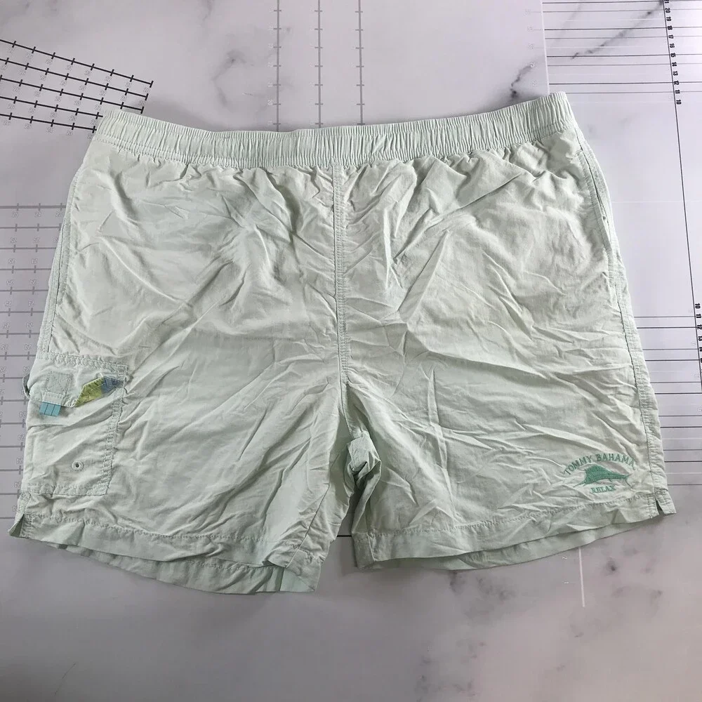 Tommy Bahama Swim Shorts Mens 2XL Green Nylon Mesh Lined Relax Drawstring